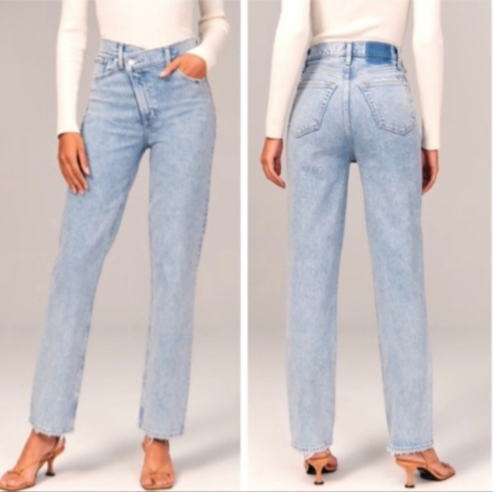 Abercrombie & Fitch 90's Straight Ultra High Rise Denim Jean 4 27 Criss Cross